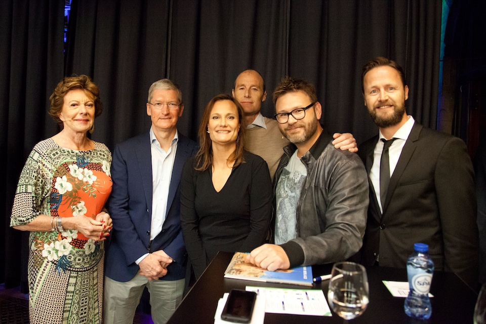 Neelie Kroes, Tim Cook, Gillian Tans, Pieter van der Does, Steven Schuurman and Jim Stolze, backstage at Startup Fest Europe 2016